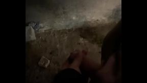 Helping him pee in the street