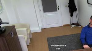 DirtyScout.com: Handjob very slim gay in a dress in office