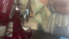 Bbw's giant tits bounce while she teases with a spatula