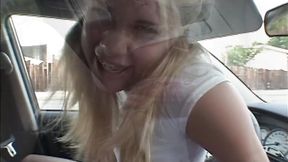 Little Summer with small tits and Fingering at the Car