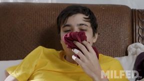 Mature StepMom Caught her Stepson Masturbating with her Lingerie