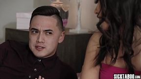 Stepbro converts lesbian Asian stepsister Kimmy Kimm and hot teen again loves cock