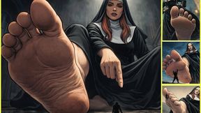 Kneel & Worship My Holy Giant Bare Feet, Sinner – Fiery Red-Haired Nun AI Crush & Sole Domination Compilation