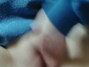 thick brunette has a quick cum