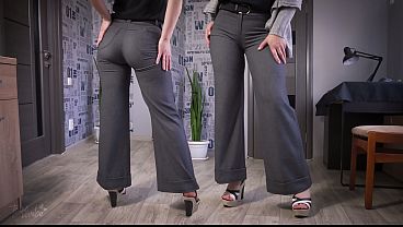 Secretary Modeling Legs And Ass In Tight Trousers