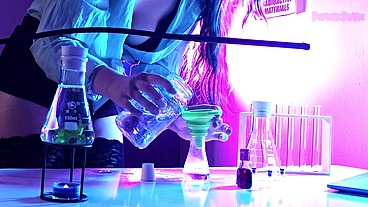 Sexy Scientist Spills Experimental Aphrodisiac All Over Herself And Turns Into An Uncontrollable Horny Slut