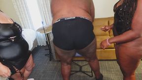 Two Dommes one wedgie