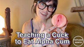 Teaching a cuck to eat alpha cum