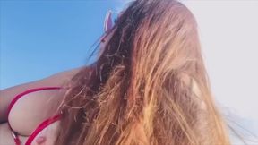 flashing my big boobs while I am at the public beach
