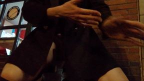 Wanking outside the bus station cafe