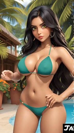 Jaya Anjali waiting for you at resort beach hotel (Ai model)   Clip 1