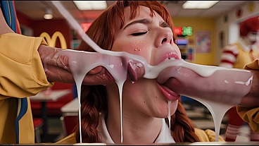 Pippi came to McDonald's to eat a burger, but Ronald had other plans for her!! (Ai generated)