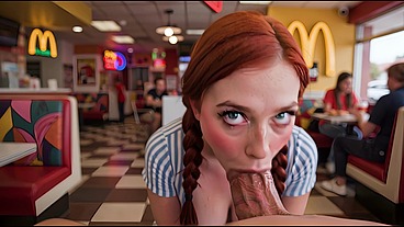 Pippi came to McDonald's to eat a burger, but Ronald had other plans for her!! (Ai generated)