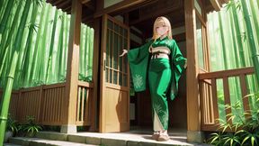Lazy Japanese Corridor Morning, She Breathes Heavy Touching Her Chest with a Hazy Gaze Waiting for Your Touch