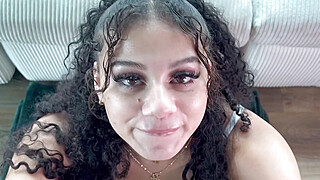 Curly Teen Babe Eats A Huge Dick