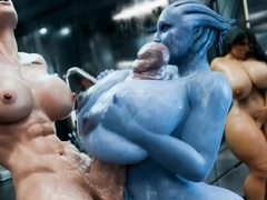 Blue Skinned Futa Gets Pounded by Massive Cock in Shower