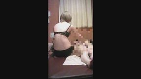 Japanese blonde plays with man with her hands and feet part 3