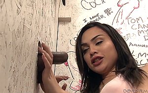 Interracial glory hole bj by TS Luna Rose