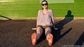 Barefoot evening for very beautiful girl Eleonora with sexy big and dirty feet (Part 2 of 6) #20210422