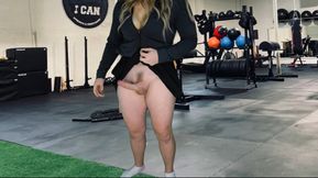 Mini skirt shemale flashing in the gym