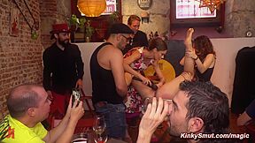 Tina Kay And Antonio Ross - Blond Slave Selvaggia Screwed And Whipped In Public Bar