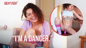 Ersties - Sexy Dancer Anna F Slides Her Shaved Pussy Over a Pink Dildo