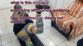 Cristal in learning a new tickling exercise