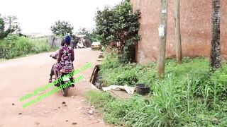 the motorcycle driver carrier and his customers inside a outdoor