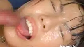 Busty Asian Beauty Drenched in Cum – Intense Bukkake Session