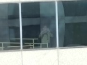 Exhibitionist Twink CAUGHT Fucking his Hole on HighRise Hotel Window Part 2