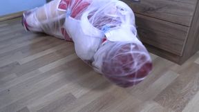full body plastic wrap mummification bondage