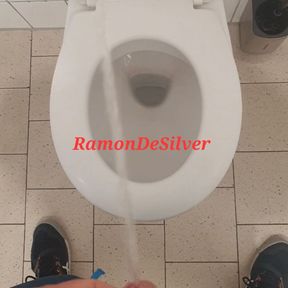 Master Ramon pisses department store toilet full, very wet and dirty and totally horny