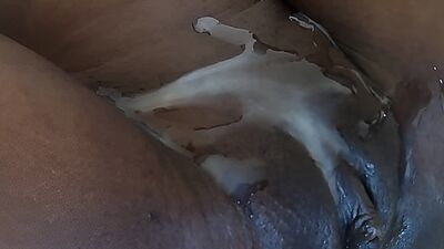 Young ebony whore covered with cum